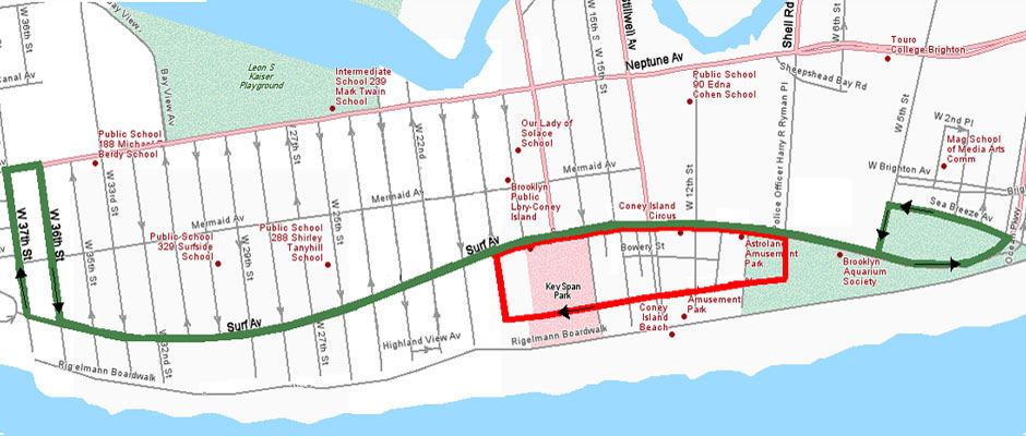 map of Coney Island Route Map