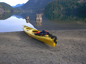 kayak resting on the sand