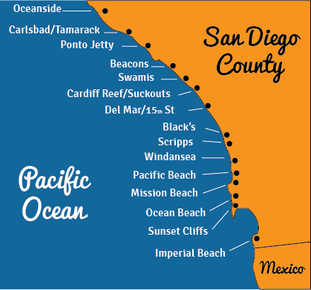 Map of Surf Locations